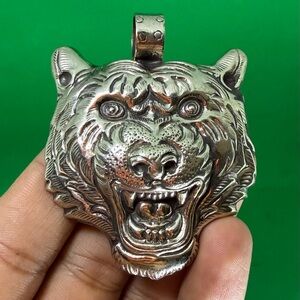 Silver Tiger Pendant Necklace